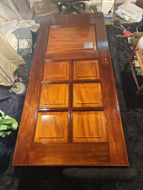 Six-panel door after refinishing